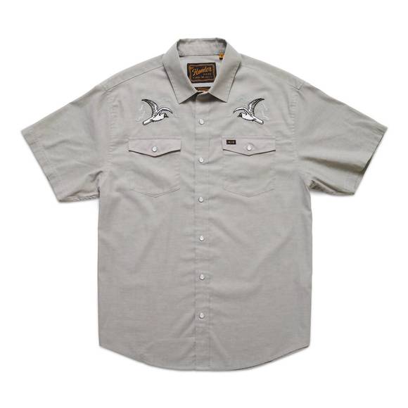 HOWLER BROTHERS Tops - NEW HOWLER BROTHERS h bar soarin’ seagulls snapshirt in storm grey